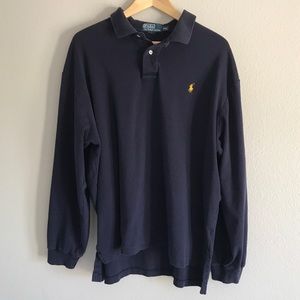 Ralph Lauren XXL Long Sleeve Navy Blue Polo Shirt